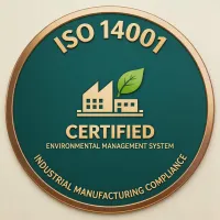 ISO 14001 certification badge for industrial manufacturing