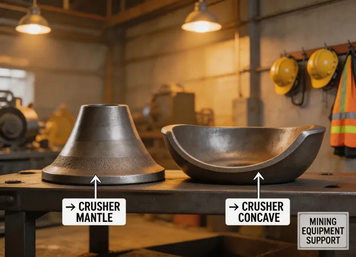 Crusher mantle and concave wear parts in a warm industrial
