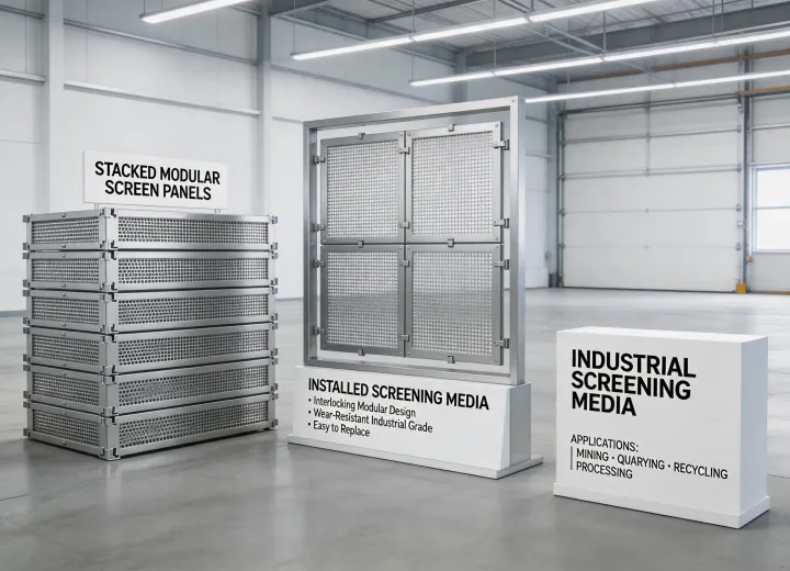 Industrial screening media and modular panels in a modern