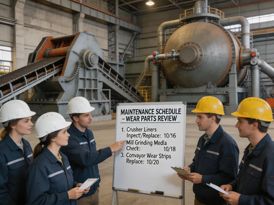 Mining plant advisory team reviewing wear parts and